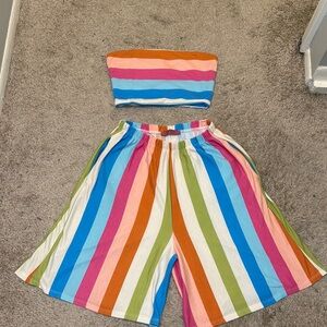 Colorful Striped Two-Piece Set